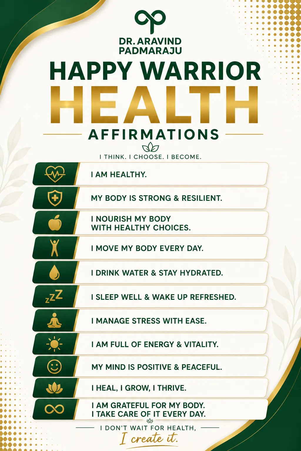 Happy Warrior Health Affirmations